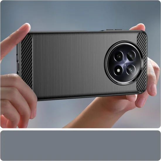 Калъф за Realme 12 / 12x - Carbon Silicone - Черен
