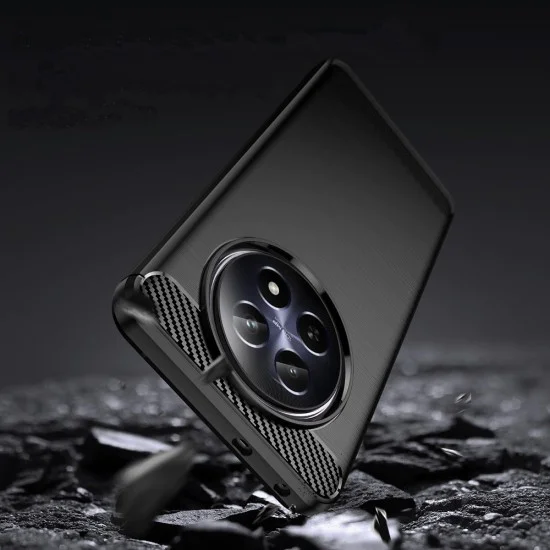 Калъф за Realme 12 / 12x - Carbon Silicone - Черен