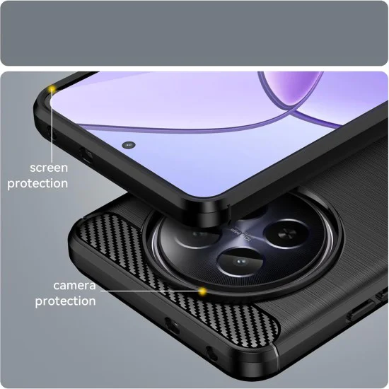 Калъф за Realme 12 / 12x - Carbon Silicone - Черен
