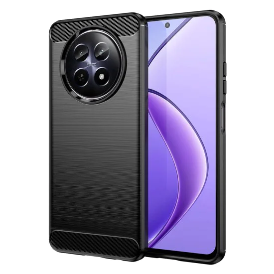 Калъф за Realme 12 / 12x - Carbon Silicone - Черен
