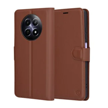 Калъф за Realme 12 / 12x - Кожено Протектор - Кафяв