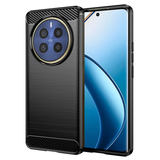 Калъф за Realme 12 Pro / 12 Pro+ - Carbon Silicone - Черен