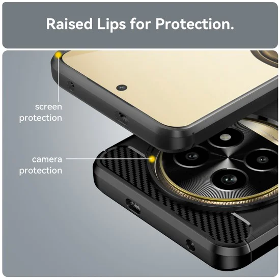 Калъф за Realme 13 Pro / 13 Pro+ - Carbon Silicone - Черен