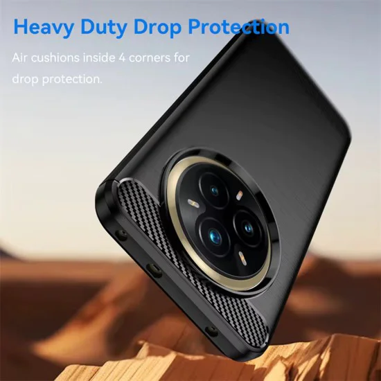 Калъф за Realme 14 Pro+ - Techsuit - Carbon Silicone - Черен