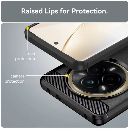 Калъф за Realme 14 Pro - Techsuit - Carbon Silicone - Черен