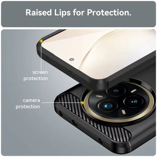 Калъф за Realme 14 Pro+ - Techsuit - Carbon Silicone - Черен