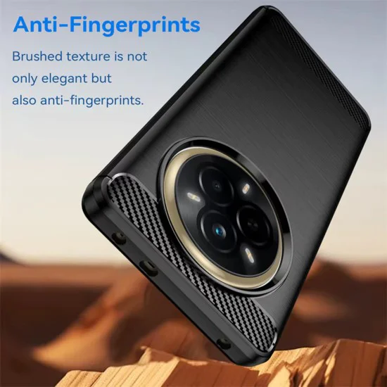 Калъф за Realme 14 Pro - Techsuit - Carbon Silicone - Черен