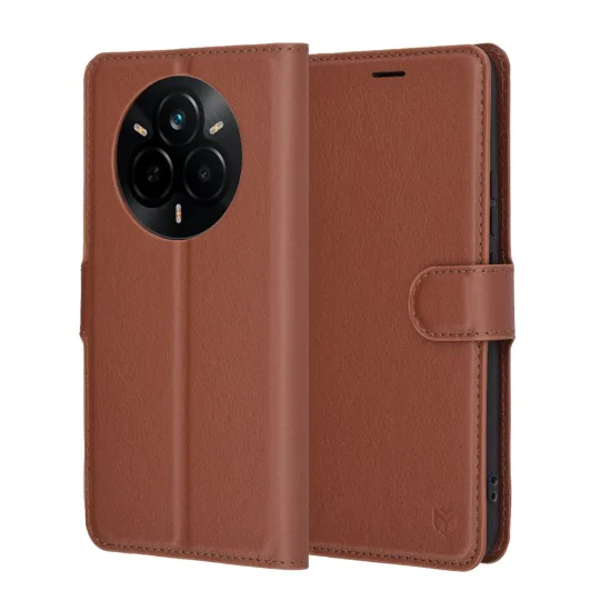 Калъф за Realme 14 Pro - Techsuit - Leather Folio - Кафяв