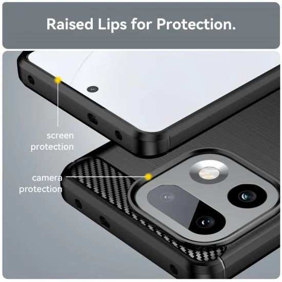 Калъф за Realme 16 Pro+ - Carbon Silicone - Techsuit - Черен