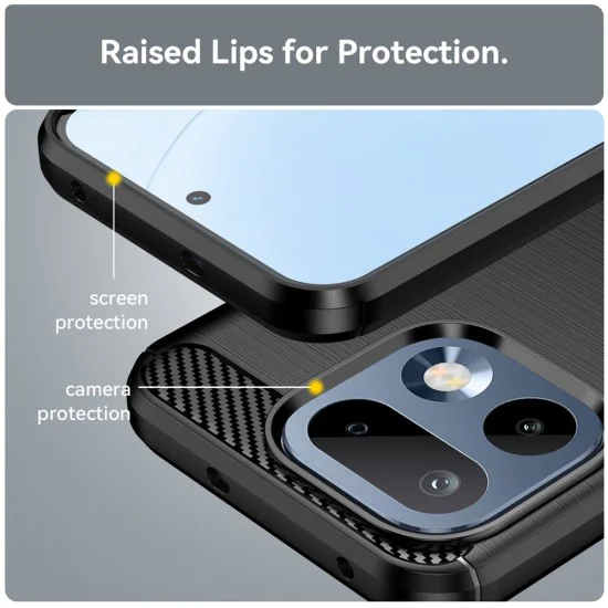 Калъф за Realme 16 Pro - Carbon Silicone - Techsuit - Черен