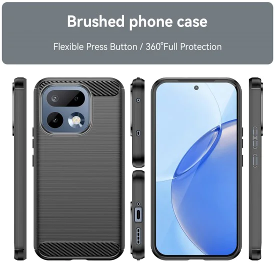Калъф за Realme 16 Pro - Carbon Silicone - Techsuit - Черен