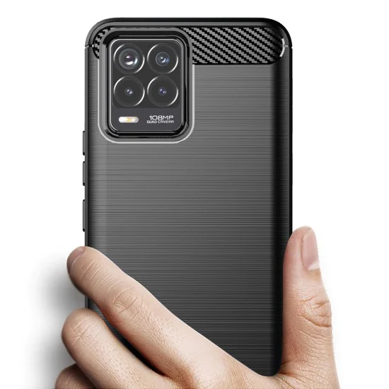 Калъф за Realme 8 4G / 8 Pro 4G - Carbon Silicone - Черен