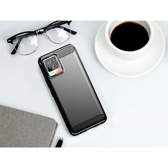 Калъф за Realme 8 4G / 8 Pro 4G - Carbon Silicone - Черен