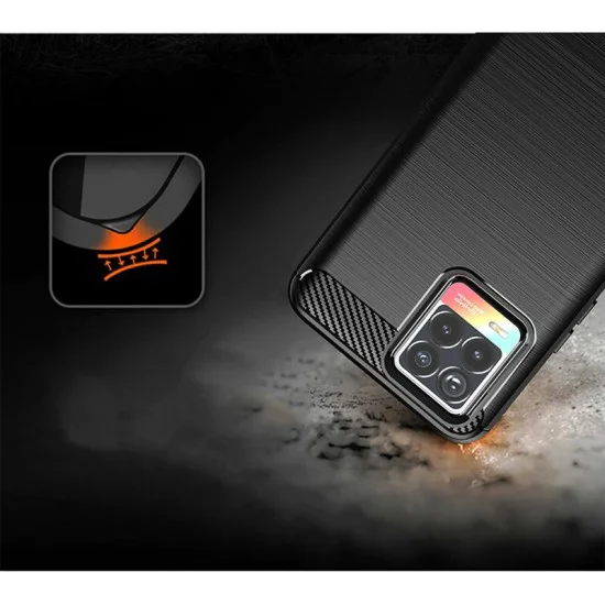 Калъф за Realme 8 4G / 8 Pro 4G - Carbon Silicone - Черен