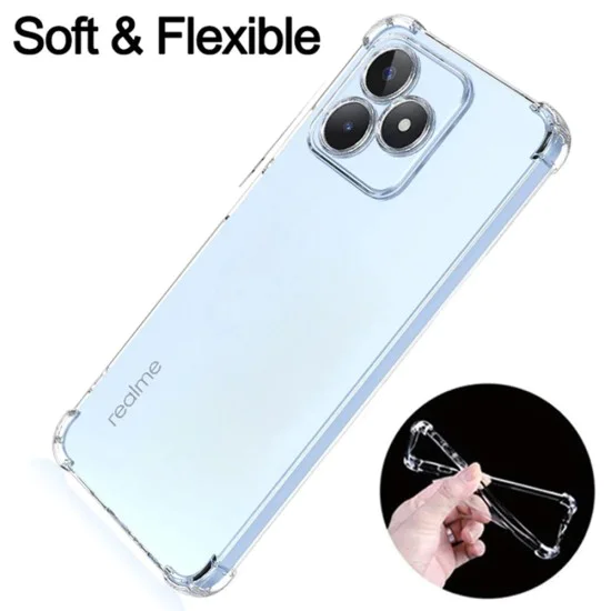 Калъф за Realme C51 / Note 50 - Удароустойчив прозрачен силикон - прозрачен