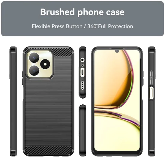 Калъф за Realme C53 - Carbon Silicone - Черен
