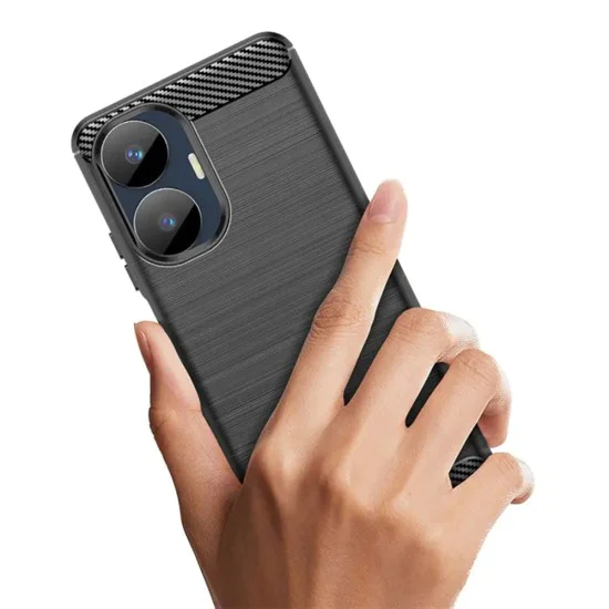 Калъф за Realme C55 - Carbon Silicone - Черен