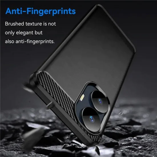 Калъф за Realme C55 - Carbon Silicone - Черен