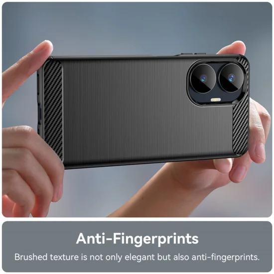 Калъф за Realme C55 - Carbon Silicone - Черен