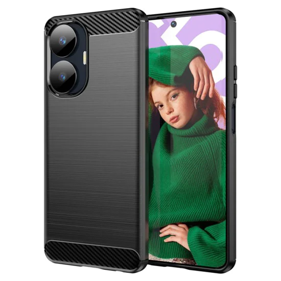 Калъф за Realme C55 - Carbon Silicone - Черен