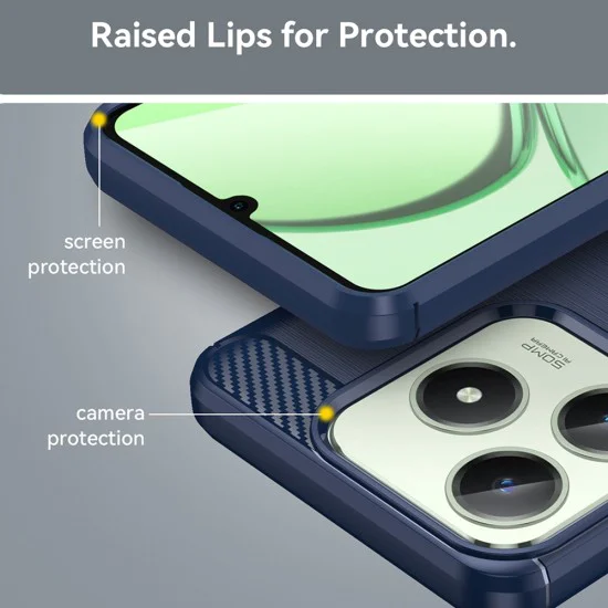 Калъф за Realme C61 / Realme C63 - Carbon Silicone - Blue
