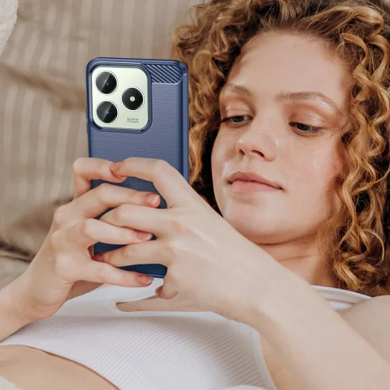 Калъф за Realme C61 / Realme C63 - Carbon Silicone - Blue