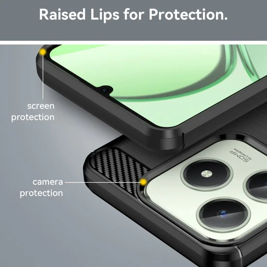 Калъф за Realme C61 / Realme C63 - Carbon Silicone - Черен