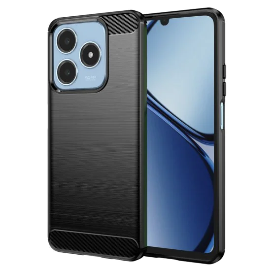 Калъф за Realme C61 / Realme C63 - Carbon Silicone - Черен