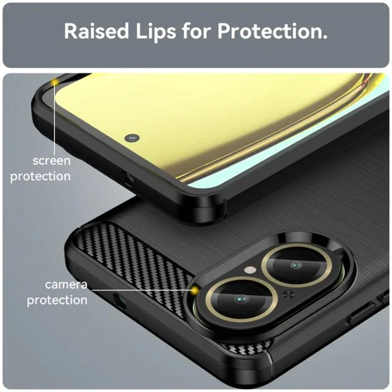 Калъф за Realme C67 4G - Carbon Silicone - Черен