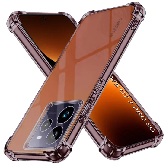 Калъф за Realme GT 7 Pro - Techsuit - Удароустойчив Clear Silicone - Опушено Черен