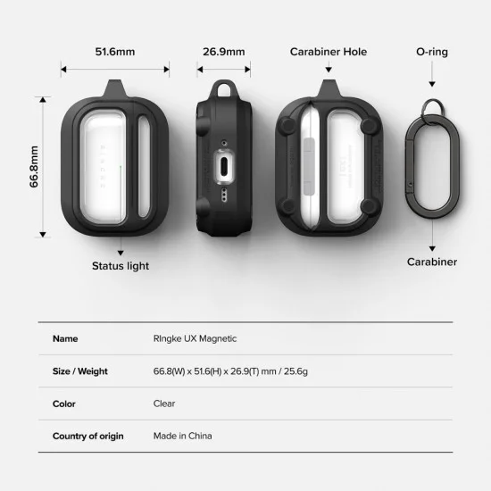 Калъф Ringke UX Magnetic - AirPods Pro 3 - Прозрачен