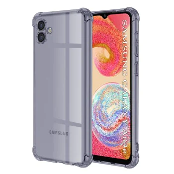 Калъф за Samsung Galaxy A04e / M04 - Techsuit - Удароустойчив Clear Silicone - Опушено Черен