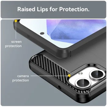 Калъф за Samsung Galaxy A06 - Carbon Silicone - Черен
