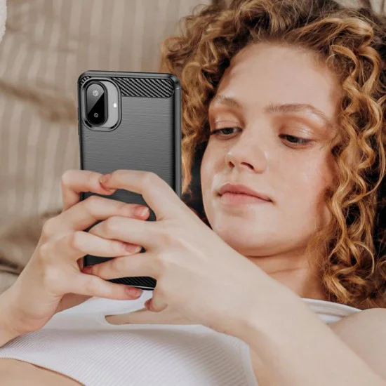 Калъф за Samsung Galaxy A07 4G - Techsuit - Carbon Silicone - Черен