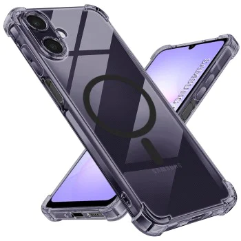 Калъф за Samsung Galaxy A07 4G - Techsuit - Удароустойчив Clear Siliconeов MagSafe - Опушено Черен