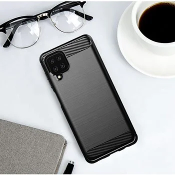 Калъф за Samsung Galaxy A12 / A12 Nacho - Carbon Silicone - Черен