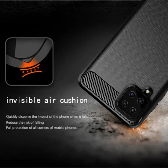 Калъф за Samsung Galaxy A12 / A12 Nacho - Carbon Silicone - Черен