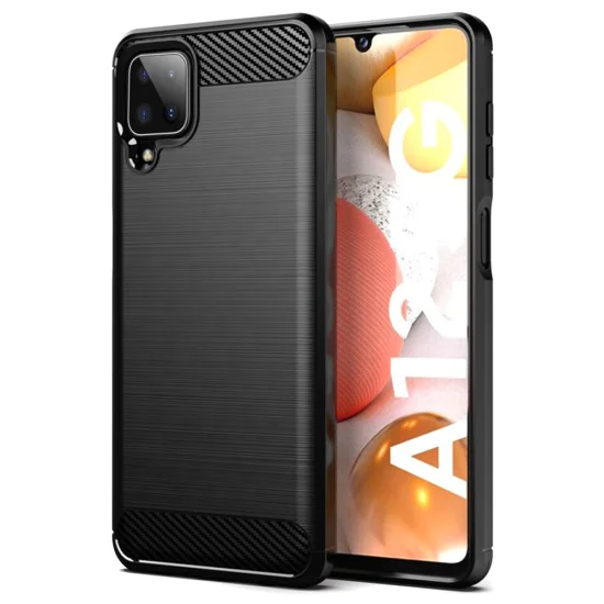 Калъф за Samsung Galaxy A12 / A12 Nacho - Carbon Silicone - Черен