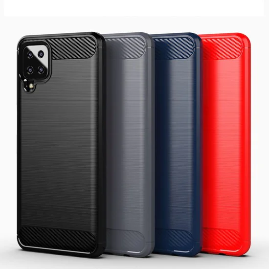Калъф за Samsung Galaxy A12 / A12 Nacho - Carbon Silicone - Черен