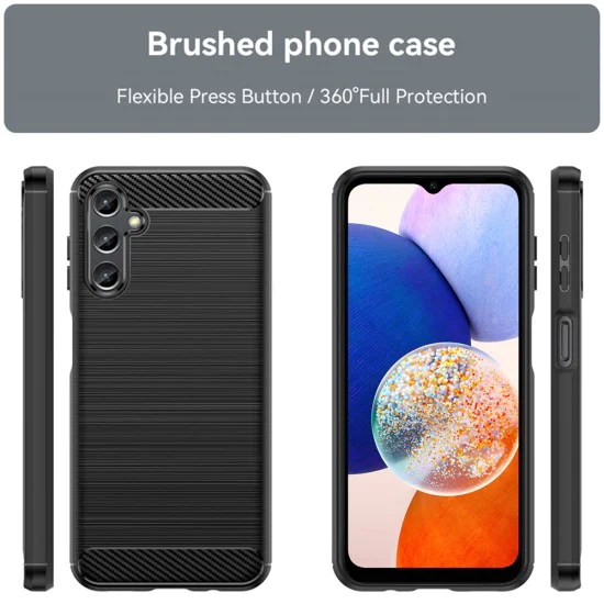 Калъф за Samsung Galaxy A14 4G / A14 5G - Carbon Silicone - Черен