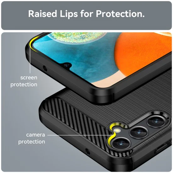 Калъф за Samsung Galaxy A14 4G / A14 5G - Carbon Silicone - Черен
