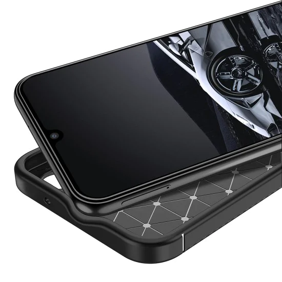 Калъф за Samsung Galaxy A14 4G / A14 5G - CarbonFiber - Черен