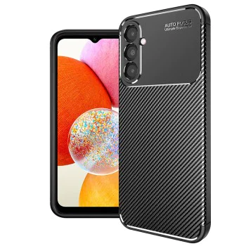Калъф за Samsung Galaxy A14 4G / A14 5G - CarbonFiber - Черен