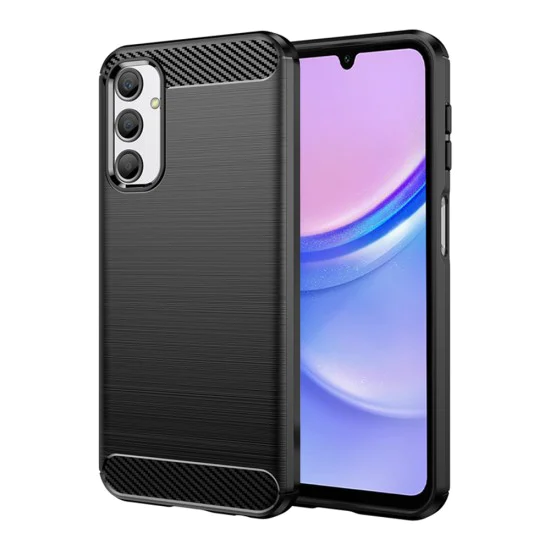 Калъф за Samsung Galaxy A15 4G / A15 5G - Carbon Silicone - Черен