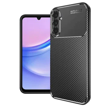 Калъф за Samsung Galaxy A15 4G / A15 5G - CarbonFiber - Черен