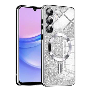 Калъф за Samsung Galaxy A15 4G / A15 5G - Луксозен блясък MagSafe - Сребрист