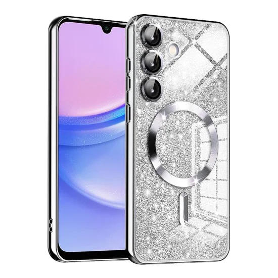 Калъф за Samsung Galaxy A15 4G / A15 5G - Луксозен блясък MagSafe - Сребрист