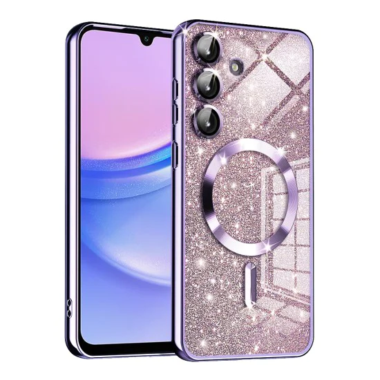 Калъф за Samsung Galaxy A15 4G / A15 5G - Луксозен блясък MagSafe - Светло лилав