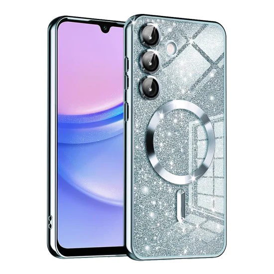 Калъф за Samsung Galaxy A15 4G / A15 5G - Луксозен блясък MagSafe - Светло син