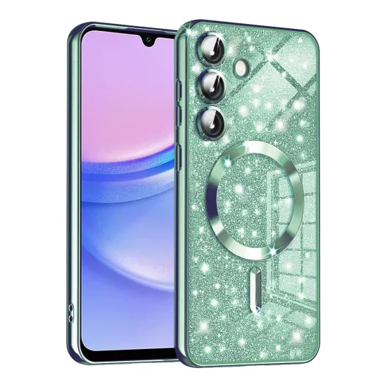 Калъф за Samsung Galaxy A15 4G / A15 5G - Луксозен блясък MagSafe - Светло зелен